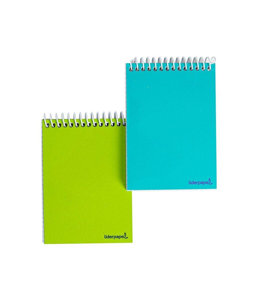 Cuaderno espiral liderpapel bolsillo dieciseavo apaisado smart tapa blanda 80h 60gr cuadro 4mm colores surtidos pack 10 unidades