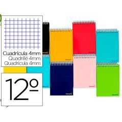 Cuaderno espiral liderpapel bolsillo doceavo apaisado smart tapa blanda 80h 60gr cuadro 4mm colores surtidos PACK 10 UNIDADES