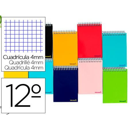 Cuaderno espiral liderpapel bolsillo doceavo apaisado smart tapa blanda 80h 60gr cuadro 4mm colores surtidos PACK 10 UNIDADES