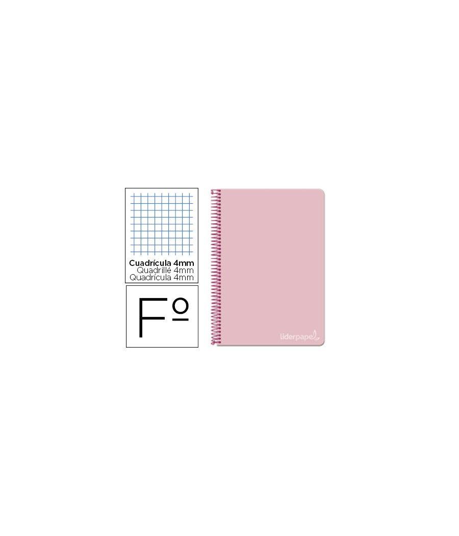 Cuaderno espiral liderpapel folio witty tapa dura 80h 75gr cuadro 4mm con margen color rosa pack 5 unidades - Imagen 2