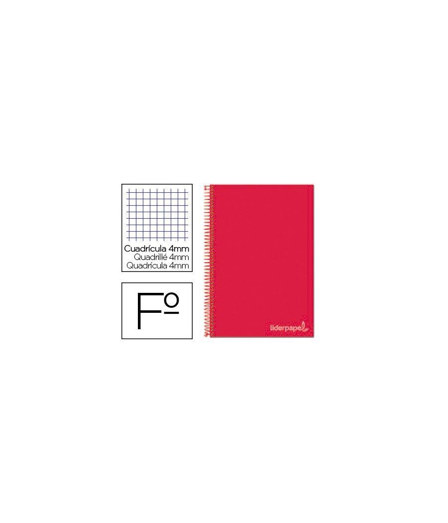 Cuaderno espiral liderpapel folio witty tapa dura 80h 75gr cuadro 4mm con margen color rojo pack 5 unidades - Imagen 2