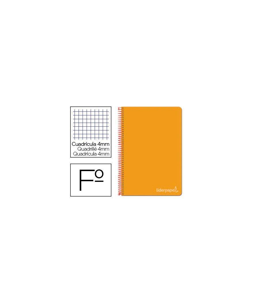 Cuaderno espiral liderpapel folio witty tapa dura 80h 75gr cuadro 4mm con margen color naranja pack 5 unidades - Imagen 2