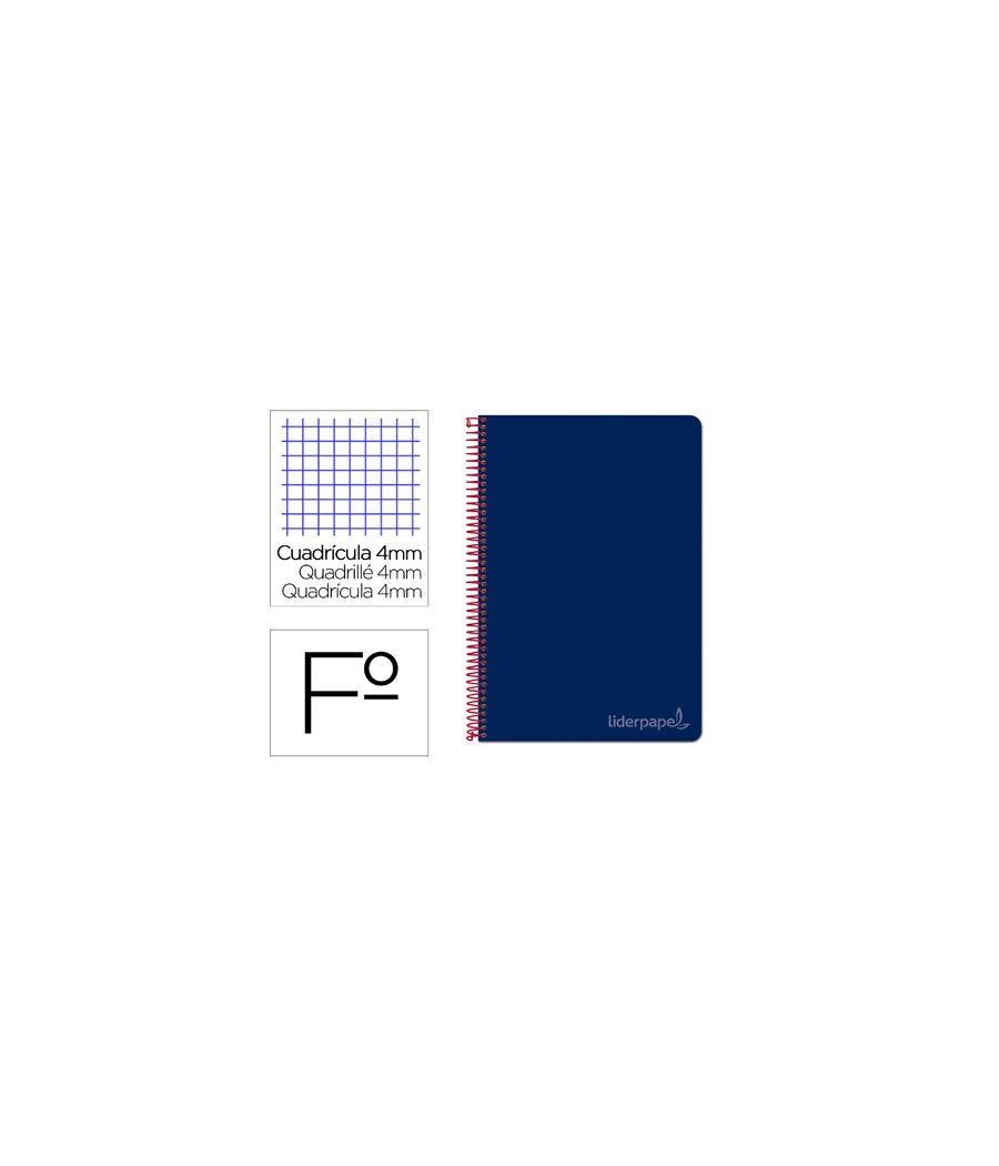 Cuaderno espiral liderpapel folio witty tapa dura 80h 75gr cuadro 4mm con margen color azul marino pack 5 unidades - Imagen 2