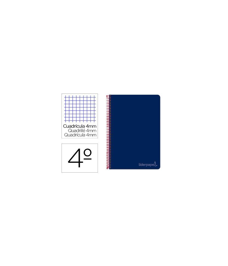 Cuaderno espiral liderpapel cuarto witty tapa dura 80h 75gr cuadro 4mm con margen color azul marino pack 5 unidades - Imagen 2