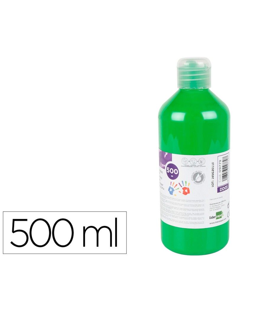 Pintura dedos liderpapel botella de 500 ml verde - Imagen 2