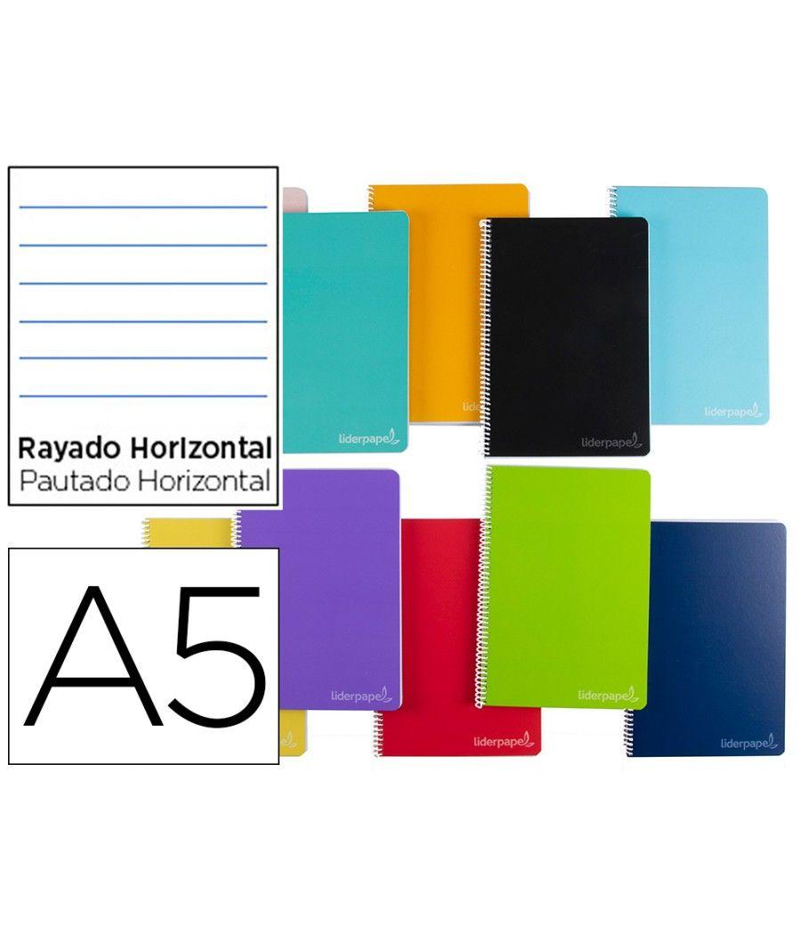 Cuaderno espiral liderpapel a5 micro witty tapa dura 140h 75gr horizontal 8mm 5 bandas 6 taladros colores surtidos - Imagen 2