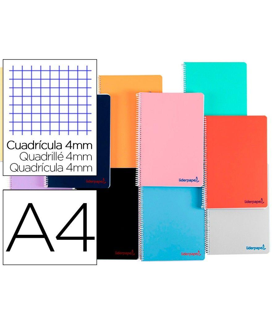 Cuaderno espiral liderpapel a4 wonder tapa plástico 80h 90gr cuadro 4mm con margen colores surtidos - Imagen 2
