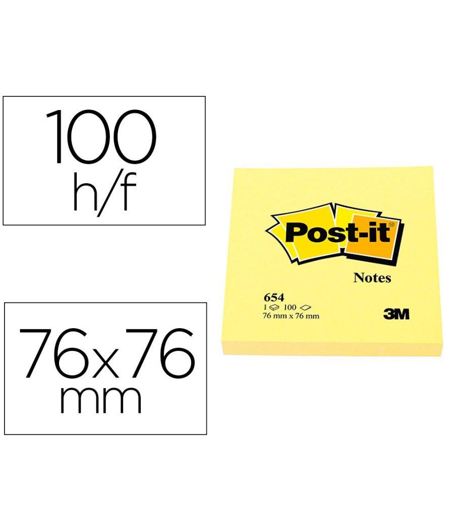 Bloc de notas adhesivas quita y pon post-it 76x76 mm con 100hojas pack 12 unidades - Imagen 2