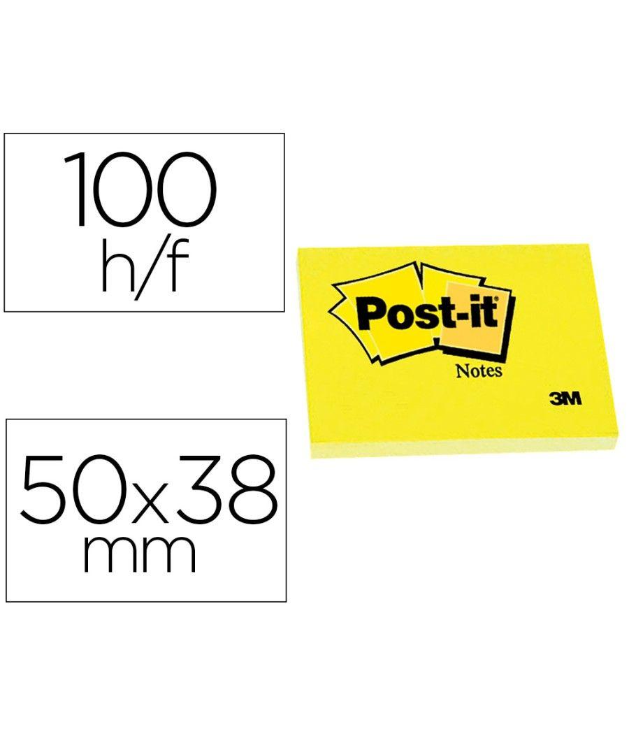 Bloc de notas adhesivas quita y pon post-it 50x38 mm con 100hojas 653e pack 12 unidades - Imagen 2