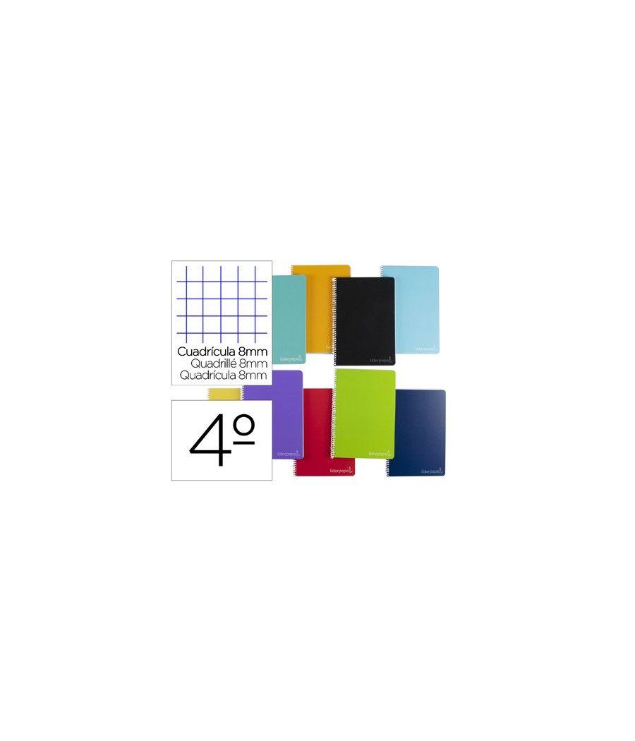 Cuaderno espiral liderpapel cuarto witty tapa dura 80h 75gr cuadro 8mm con margen colores surtidos pack 10 unidades - Imagen 2