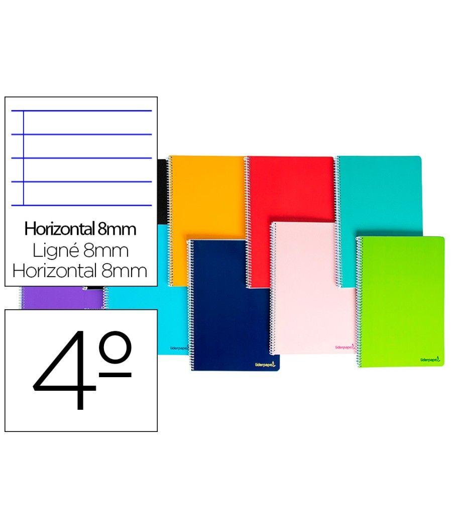 Cuaderno espiral liderpapel cuarto smart tapa blanda 80h 60gr horizontal 8mm con margencolores surtidos pack 10 unidades - Image