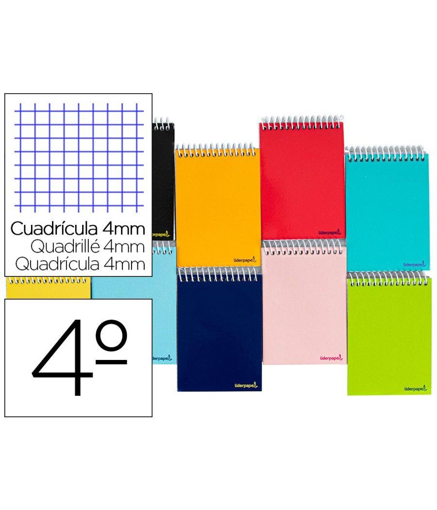 Cuaderno espiral liderpapel cuarto apaisado smart tapa blanda 80h 60gr cuadro 4mm conmargen colores surtidos pack 10 unidades - 