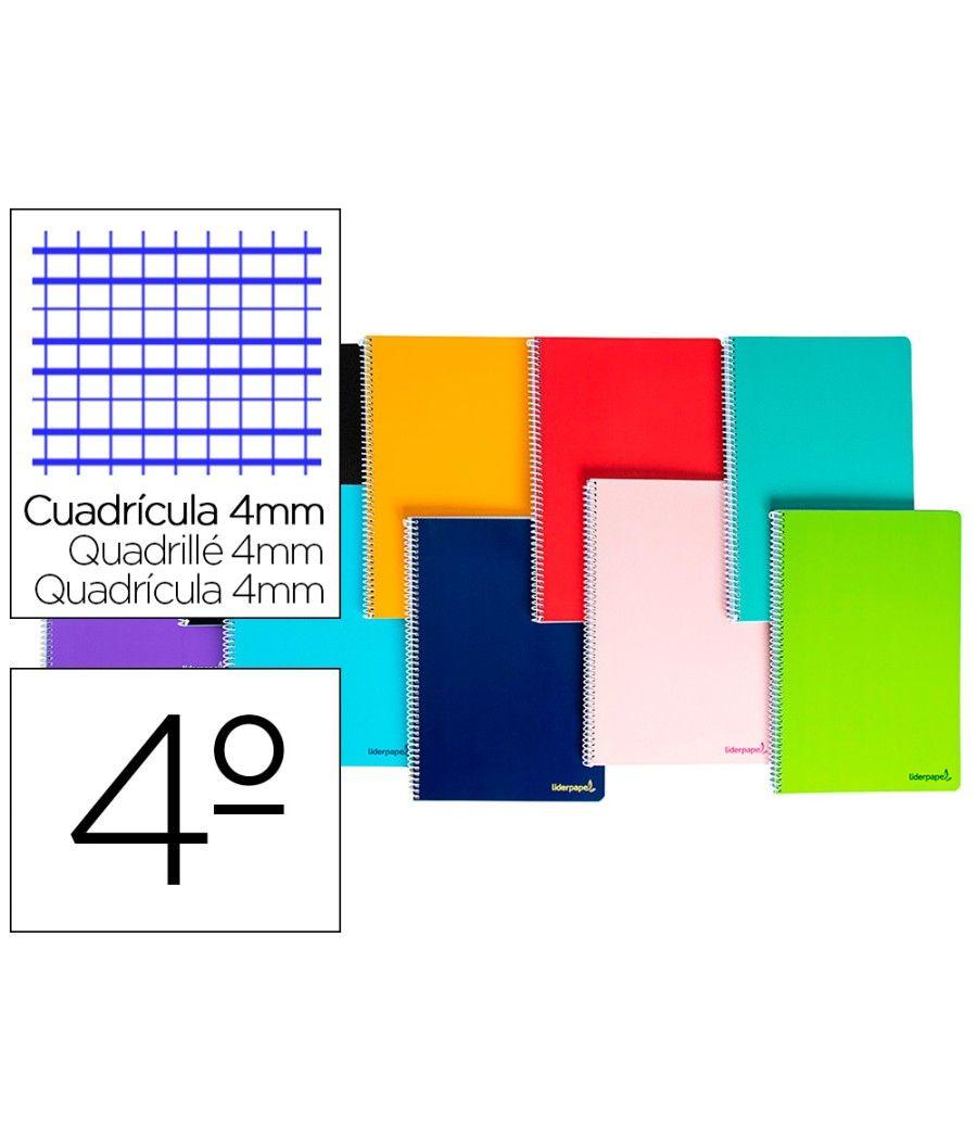 Cuaderno espiral liderpapel cuarto smart tapa blanda 80h 60gr cuadro 4mm con margen colores surtidos pack 10 unidades - Imagen 2