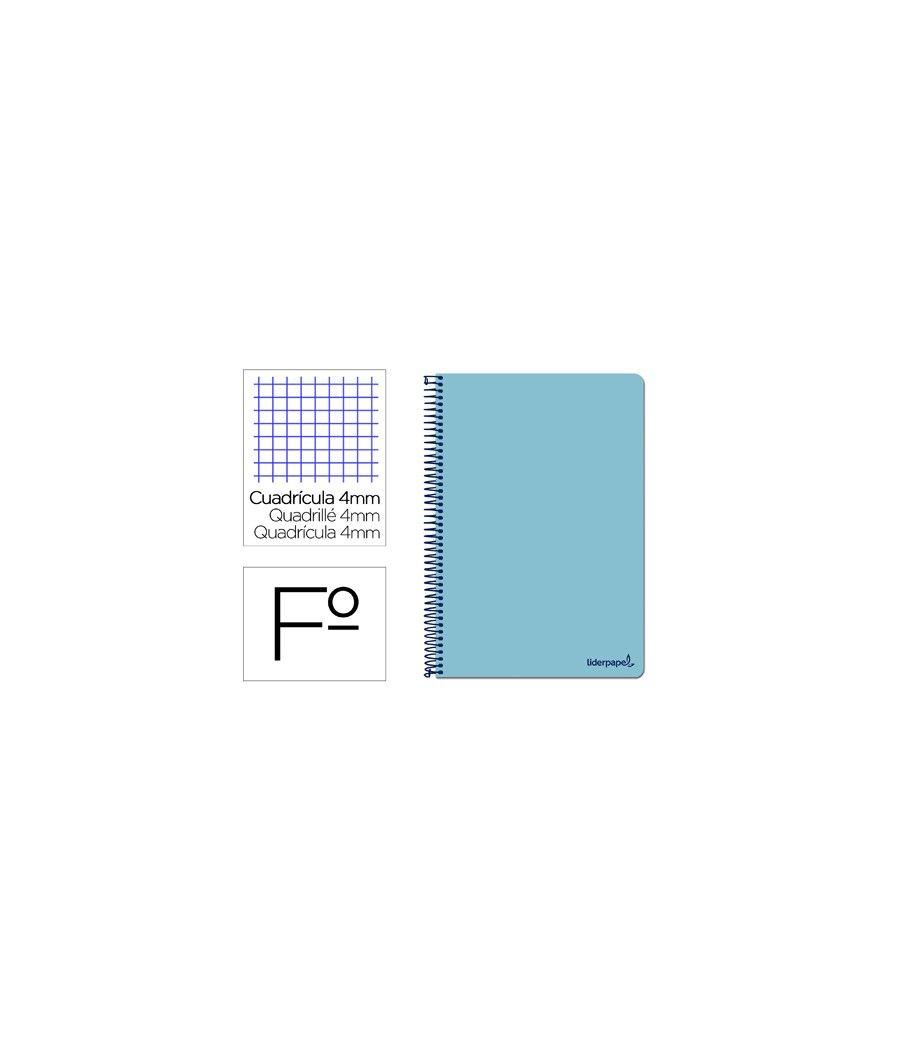 Cuaderno espiral liderpapel folio smart tapa blanda 80h 60gr cuadro 4mm con margen color celeste pack 10 unidades - Imagen 2