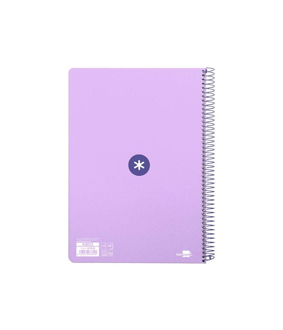 Cuaderno espiral liderpapel a4 micro antartik tapa dura 80h 100 gr cuadro 5 mm sin bandas 4 taladros color lavanda - Imagen 4