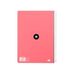 Cuaderno espiral liderpapel a4 micro antartik tapa dura 80 h 100 gr cuadro 5mm sin bandas 4 taladros color coral - Imagen 4