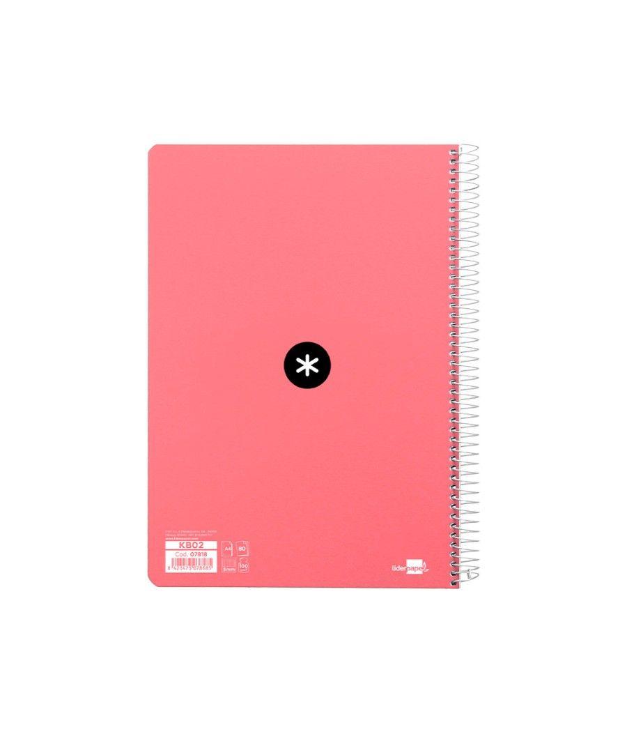 Cuaderno espiral liderpapel a4 micro antartik tapa dura 80 h 100 gr cuadro 5mm sin bandas 4 taladros color coral - Imagen 4