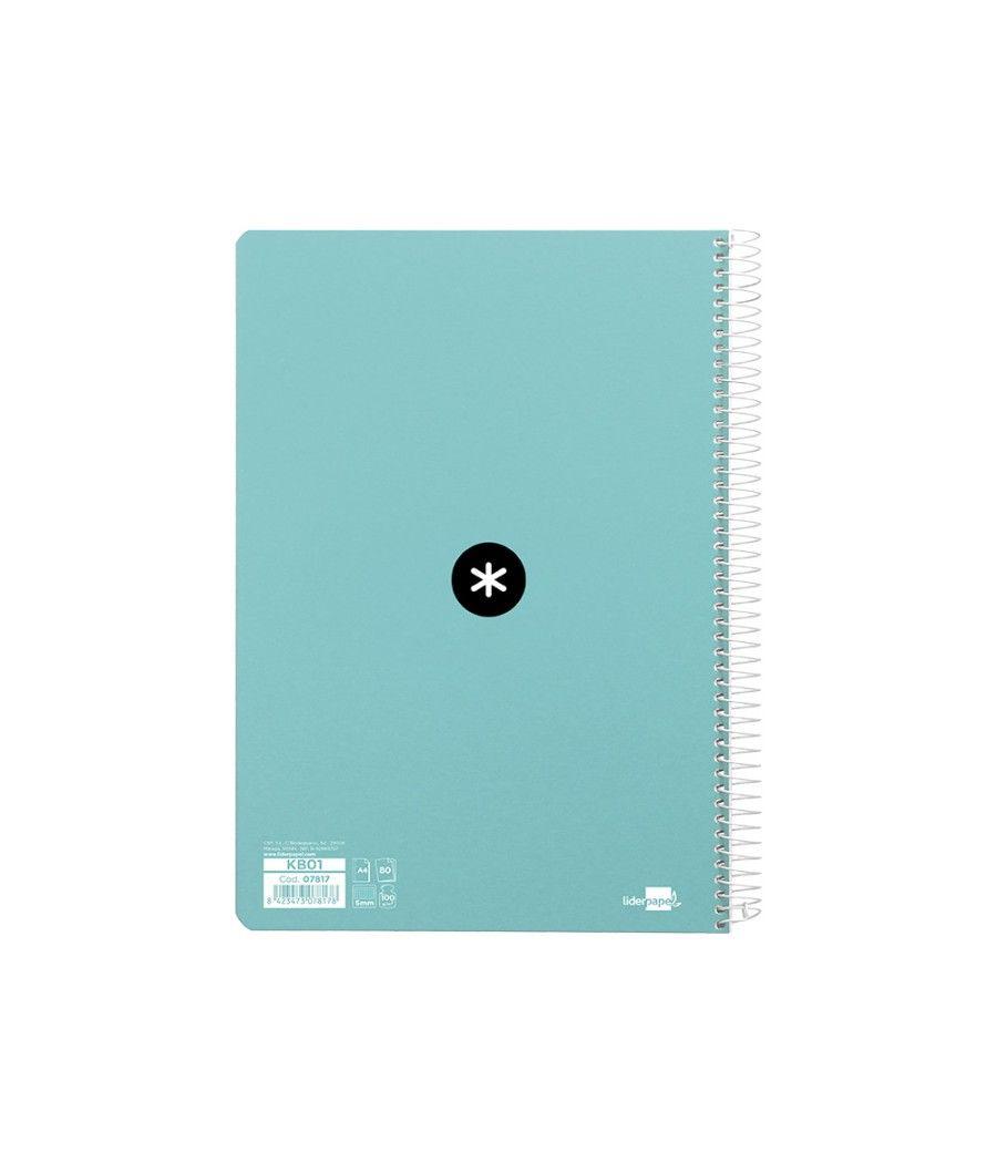 Cuaderno espiral liderpapel a4 micro antartik tapa dura 80h 100 gr cuadro 5mm sin bandas 4 taladros color menta - Imagen 4