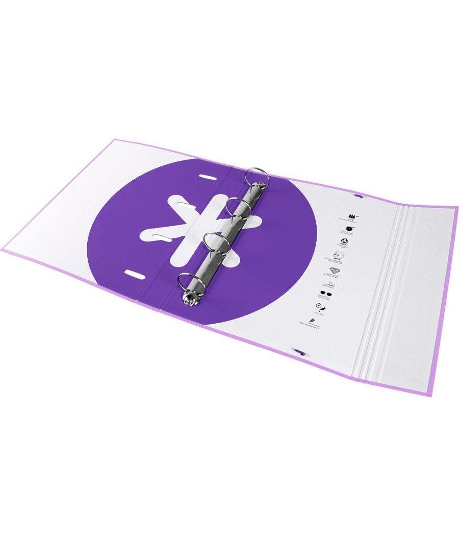 Carpeta con recambio y solapa liderpapel antartik a4 cuadro 5mm forrada 4 anillas redondas 40mm color lavanda - Imagen 7