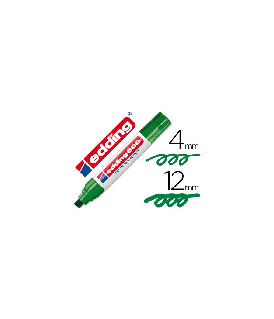 Rotulador edding marcador permanente 800 verde -punta biselada 12 mm pack 5 unidades - Imagen 2