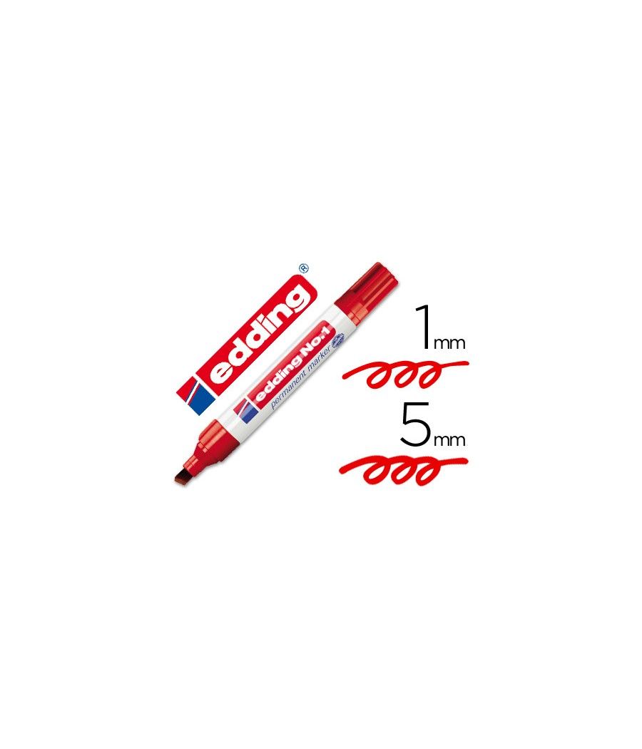Rotulador edding marcador permanente 1 rojo -punta biselada 5 mm pack 10 unidades - Imagen 2