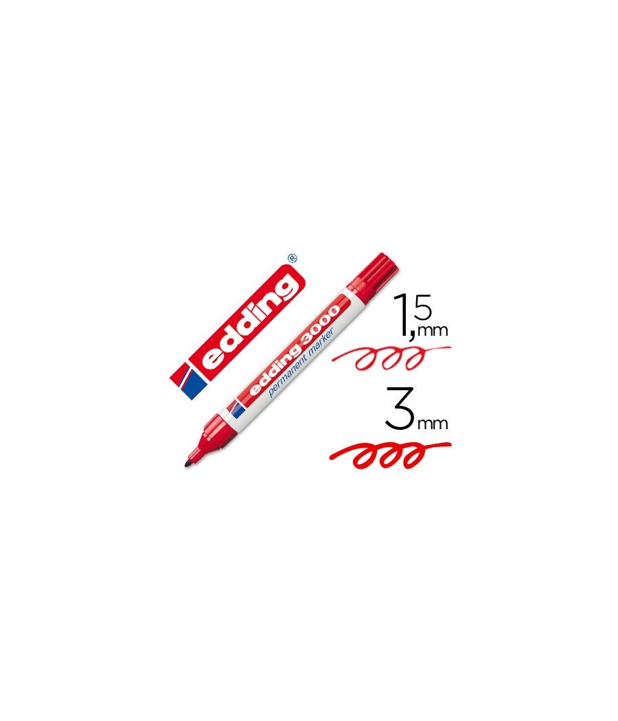 Rotulador edding marcador permanente 3000 rojo -punta redonda 1,5-3 mm recargable pack 10 unidades - Imagen 2