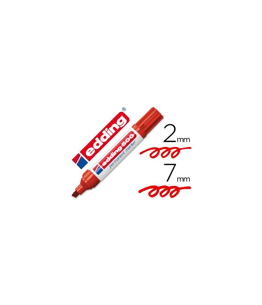 Rotulador edding marcador permanente 500 rojo -punta biselada 7 mm pack 10 unidades - Imagen 2