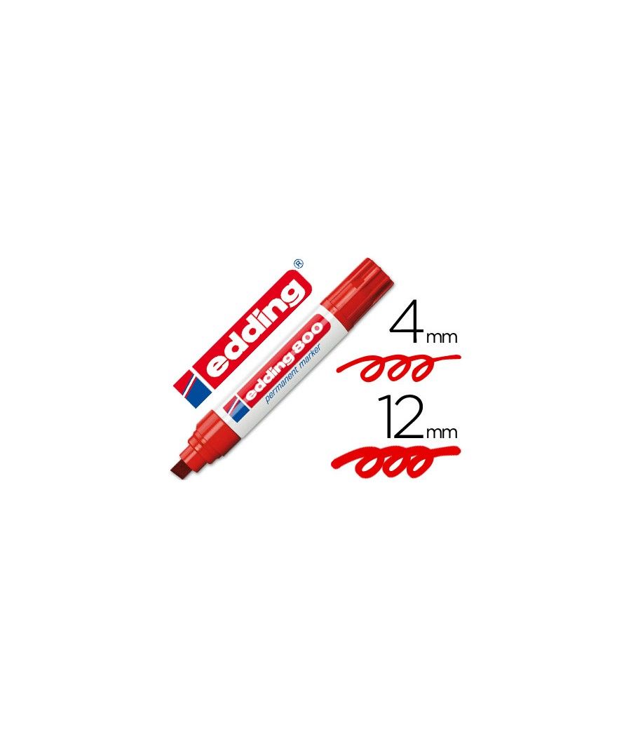 Rotulador edding marcador permanente 800 rojo -punta biselada 12 mm recargable pack 5 unidades - Imagen 2