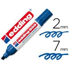Rotulador edding marcador permanente 500 azul -punta biselada 7 mm recargable PACK 10 UNIDADES