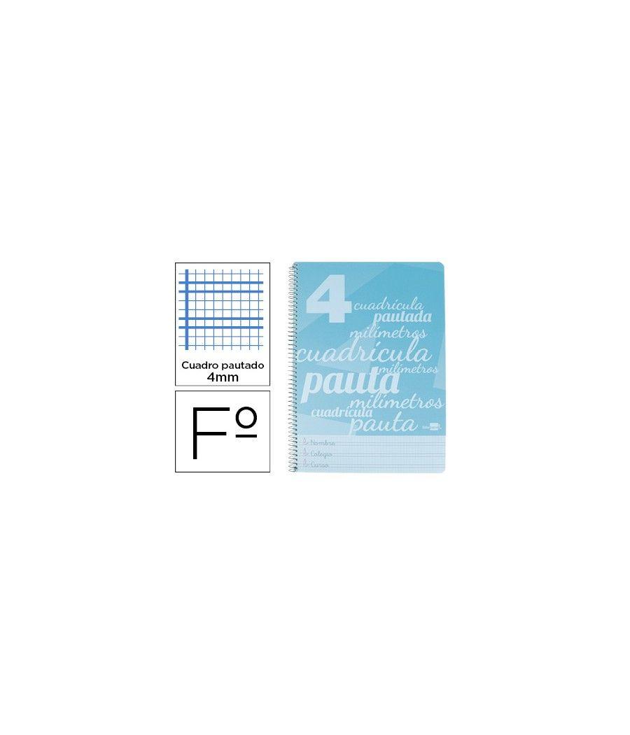 Cuaderno espiral liderpapel folio pautaguia tapa plástico 80h 75gr cuadro pautado 4mm con margen color azul pack 5 unidades - Im