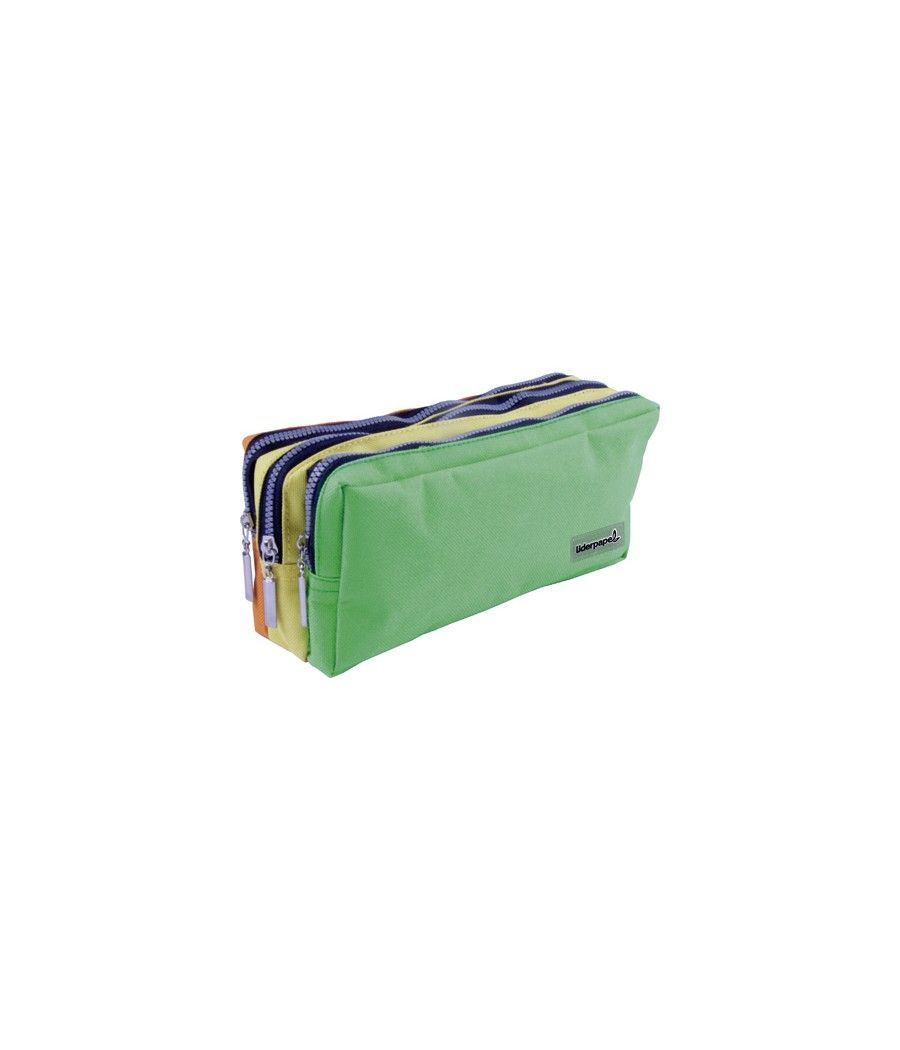 Bolso escolar liderpapel portatodo rectangular 3 bolsillos tricolor 195x70x80 mm - Imagen 2