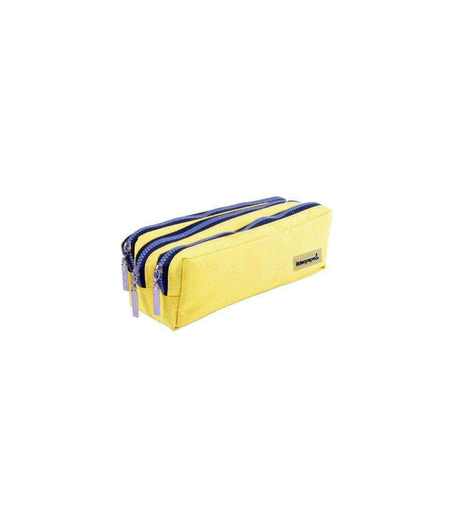 Bolso escolar liderpapel portatodo rectangular 3 bolsillos amarillo pastel 185x55x70 mm - Imagen 2