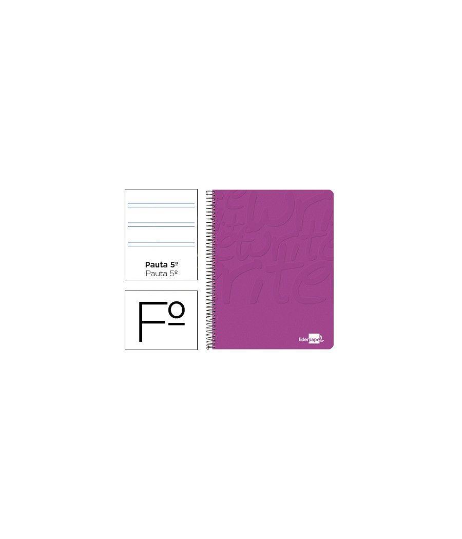 Cuaderno espiral liderpapel folio write tapa blanda 80h 60gr pauta 2,5 mm con margen color rosa pack 10 unidades - Imagen 2