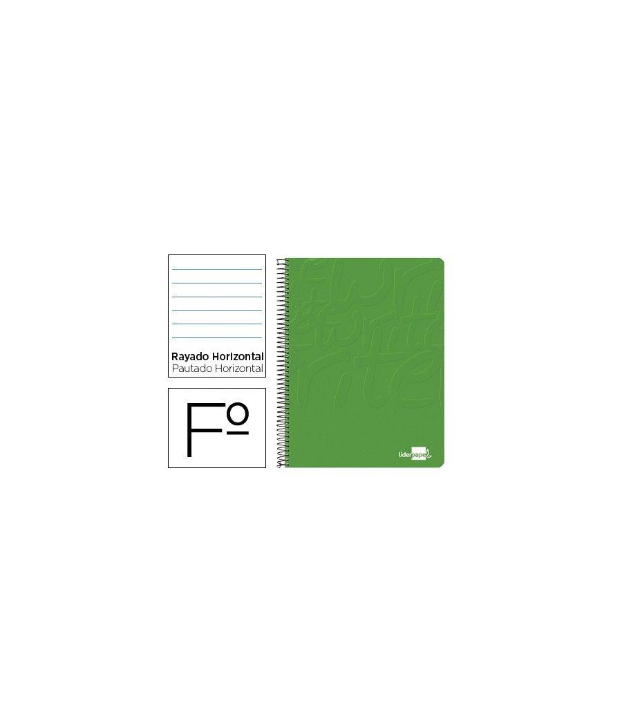 Cuaderno espiral liderpapel folio write tapa blanda 80h 60gr horizontal con margen color verde pack 10 unidades - Imagen 2