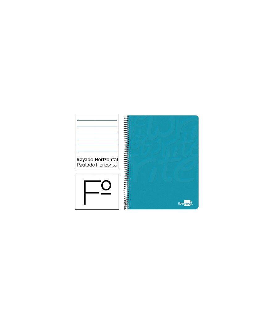 Cuaderno espiral liderpapel folio write tapa blanda 80h 60gr horizontal con margen color turquesa pack 10 unidades - Imagen 2