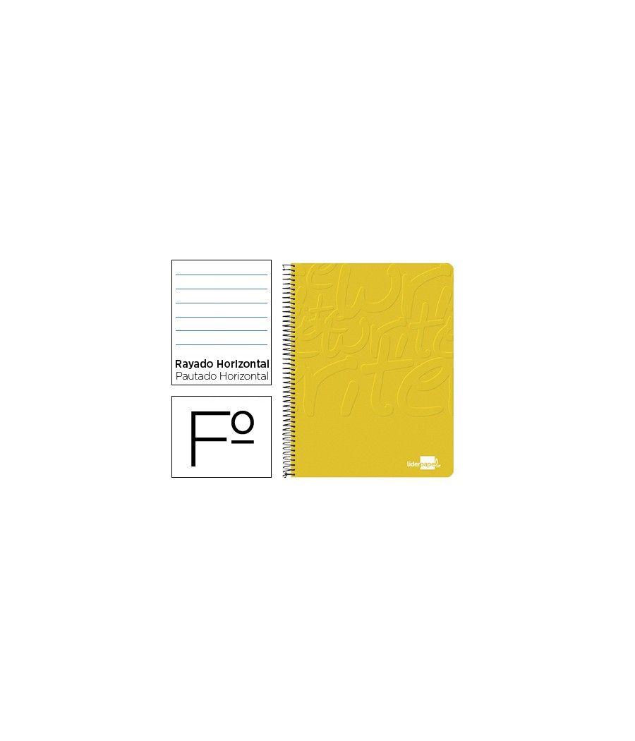 Cuaderno espiral liderpapel folio write tapa blanda 80h 60gr horizontal con margen color amarillo pack 10 unidades - Imagen 2