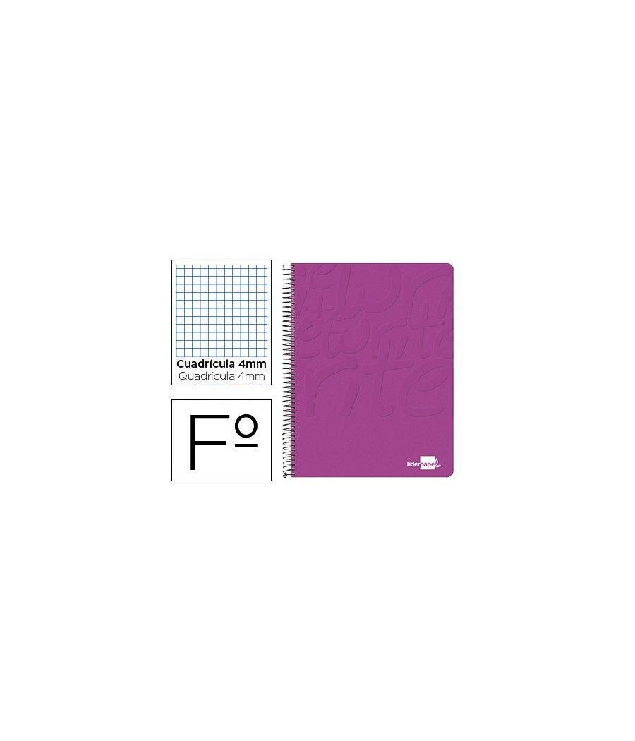 Cuaderno espiral liderpapel folio write tapa blanda 80h 60gr cuadro 4mm con margen color rosa pack 10 unidades - Imagen 2