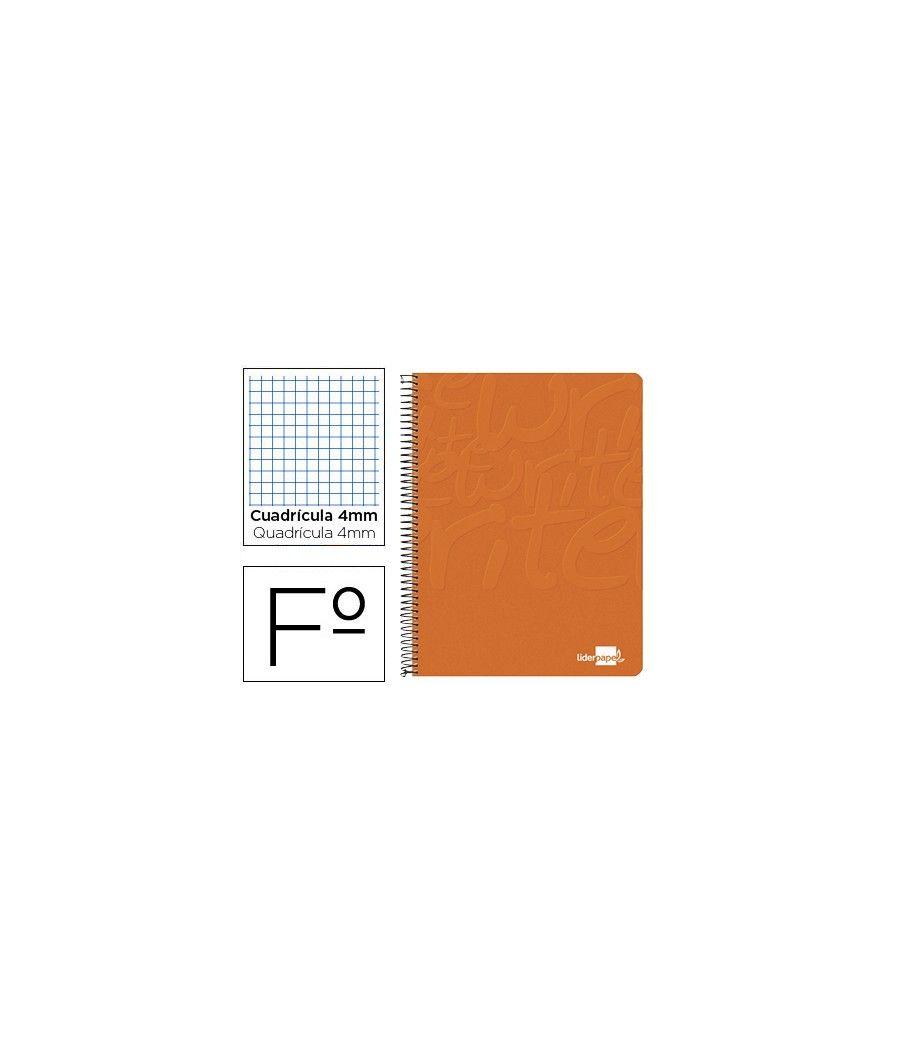 Cuaderno espiral liderpapel folio write tapa blanda 80h 60gr cuadro 4mm con margen color naranja pack 10 unidades - Imagen 2