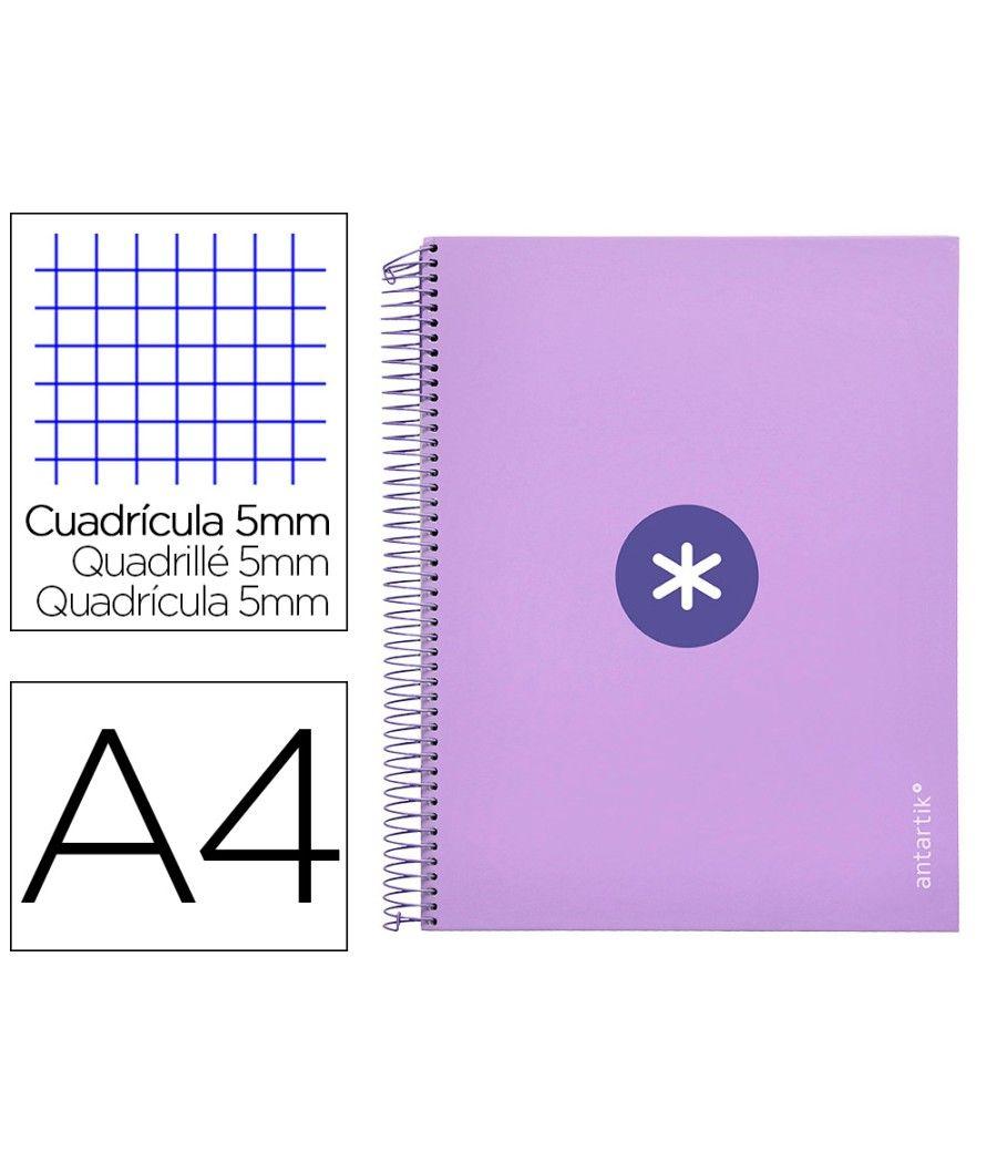 Cuaderno espiral liderpapel a4 micro antartik tapa forrada120h 100 gr cuadro 5mm 5 banda4 taladros color lavanda - Imagen 2