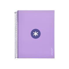 Cuaderno espiral liderpapel a4 micro antartik tapa forrada120h 100 gr cuadro 5mm 5 banda4 taladros color lavanda - Imagen 3