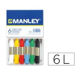 Lápices cera manley caja de 6 colores ref.106