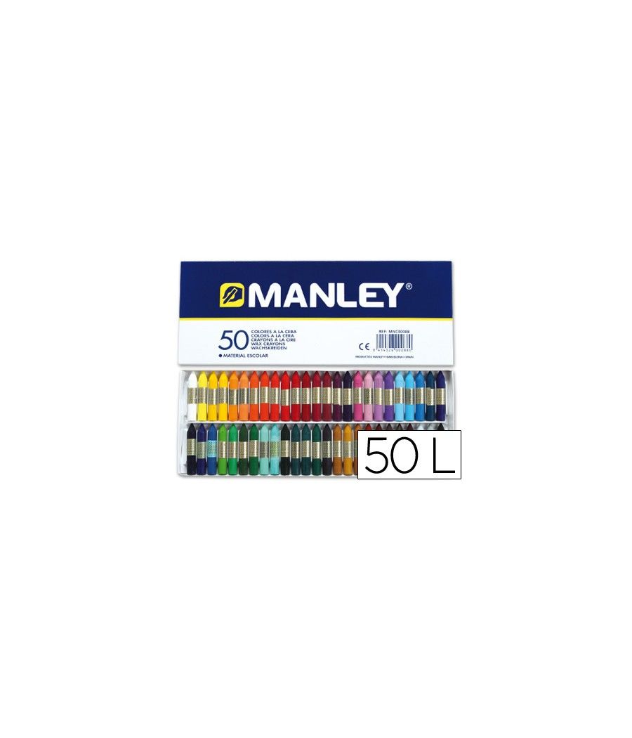 Lápices cera manley caja de 50 colores ref.150 - Imagen 2