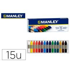 Lápices cera manley caja de 15 colores ref.115 - Imagen 2