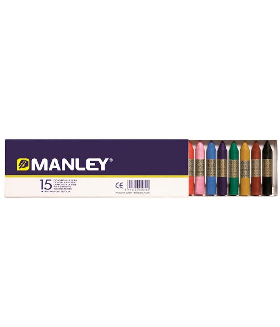 Lápices cera manley caja de 15 colores ref.115 - Imagen 4