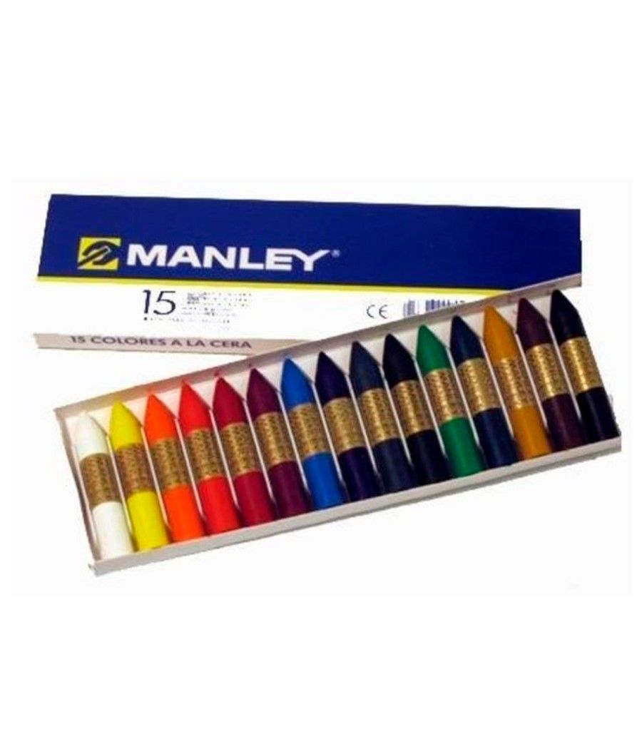 Lápices cera manley caja de 15 colores ref.115 - Imagen 5