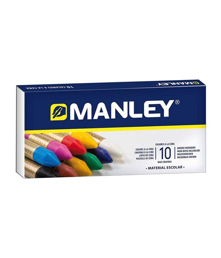 Lápices cera manley caja de 10 colores ref.110 - Imagen 3