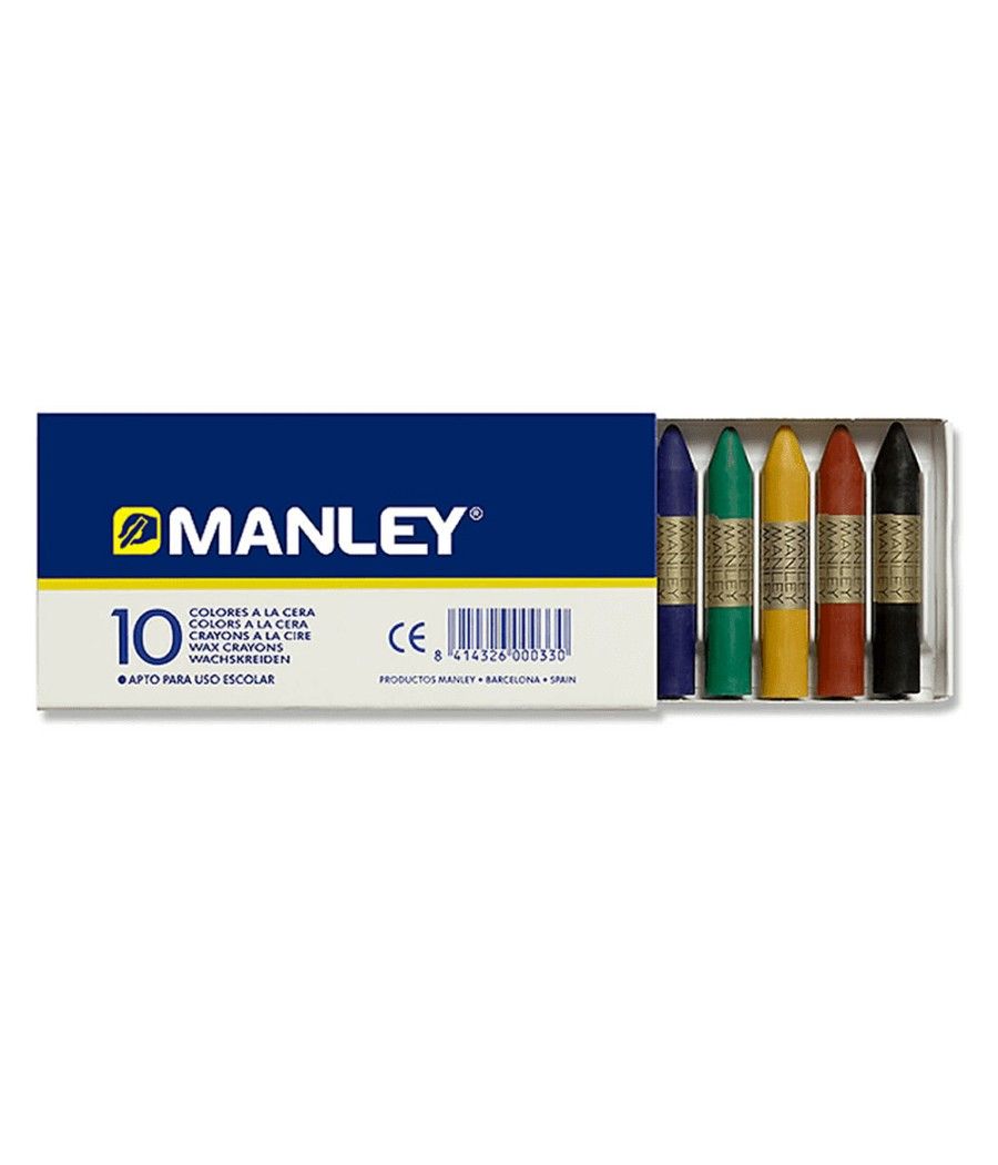 Lápices cera manley caja de 10 colores ref.110 - Imagen 4