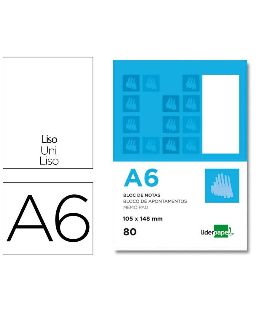 Bloc notas liderpapel liso a6 80 hojas 60g/m2 perforado pack 10 unidades - Imagen 2