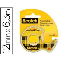 Cinta adhesiva scotch 136-d dos caras 6,3 mt x 12 mm en portarrollo pack 12 unidades - Imagen 2
