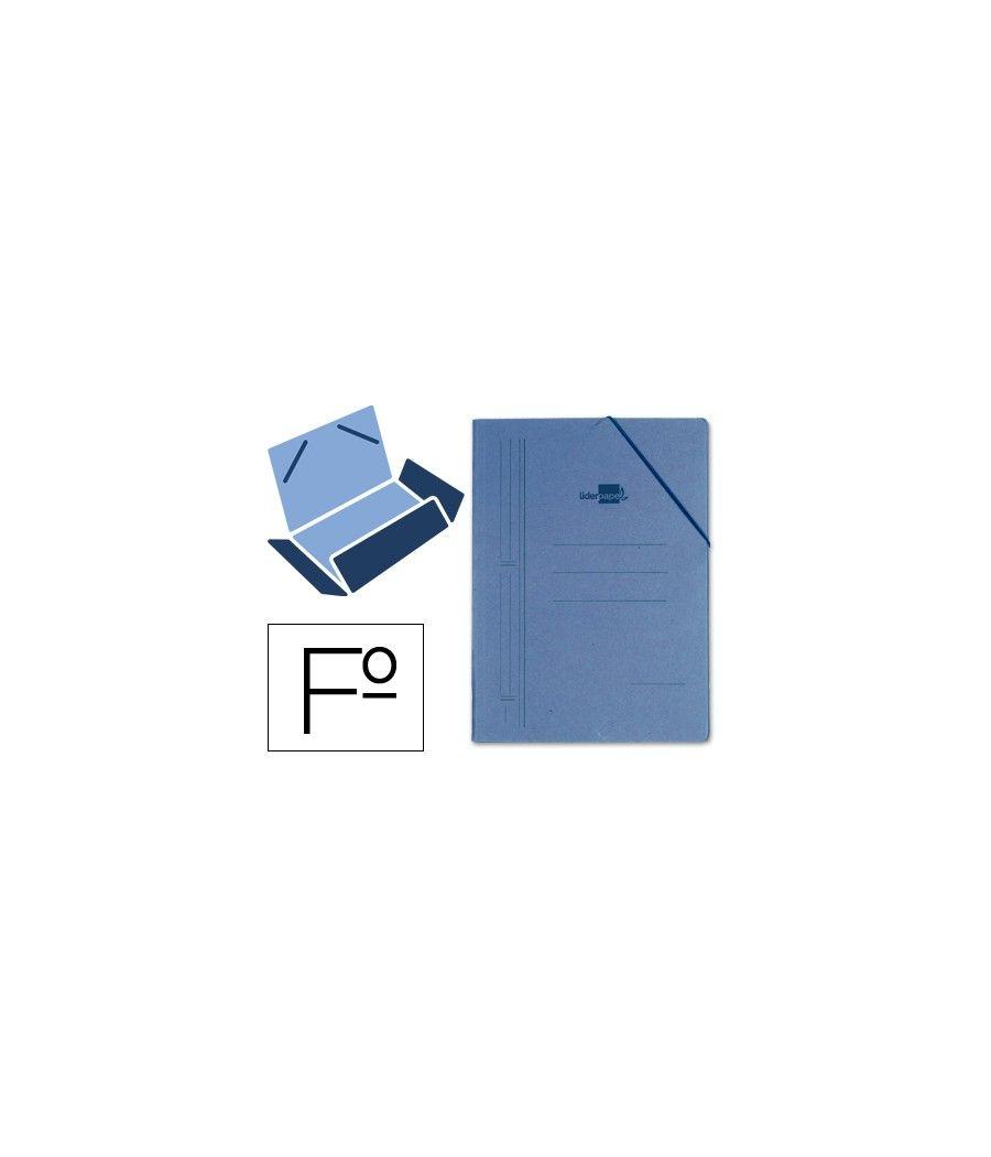 Carpeta liderpapel gomas folio 3 solapas cartón compacto azul pack 10 unidades - Imagen 2